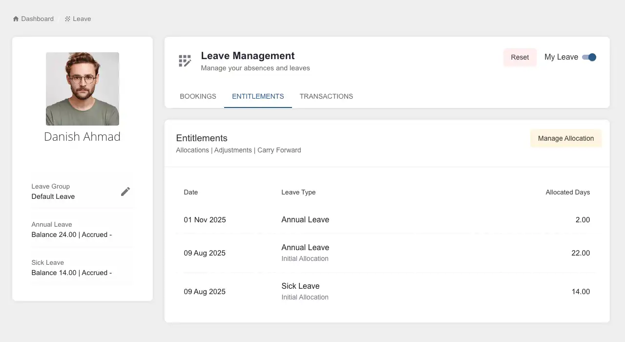Leave Management Interface